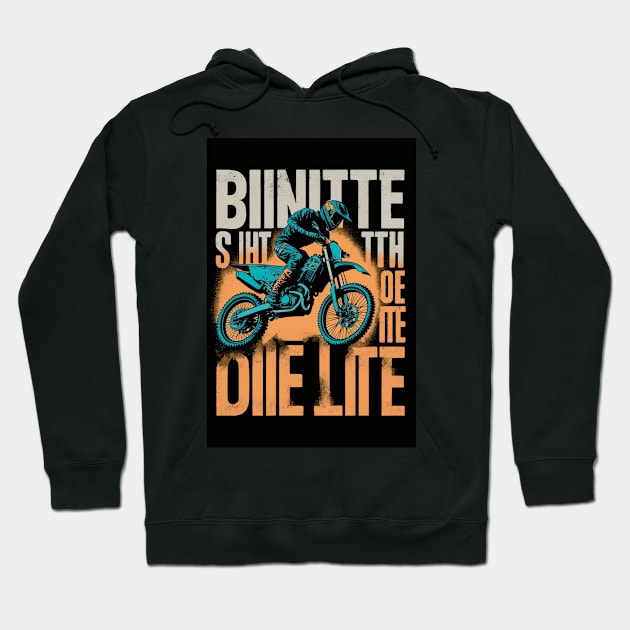 Dirt bike rider w/ orange and grey lettering Hoodie by KoolArtDistrict